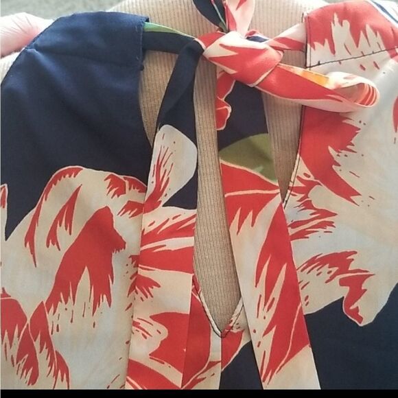 EC ISANI FOR TARGET TIE BEHIND THE NECK KEYHOLE IN BACK FLORAL HALTER DRESS SZ.M - Picture 2 of 6